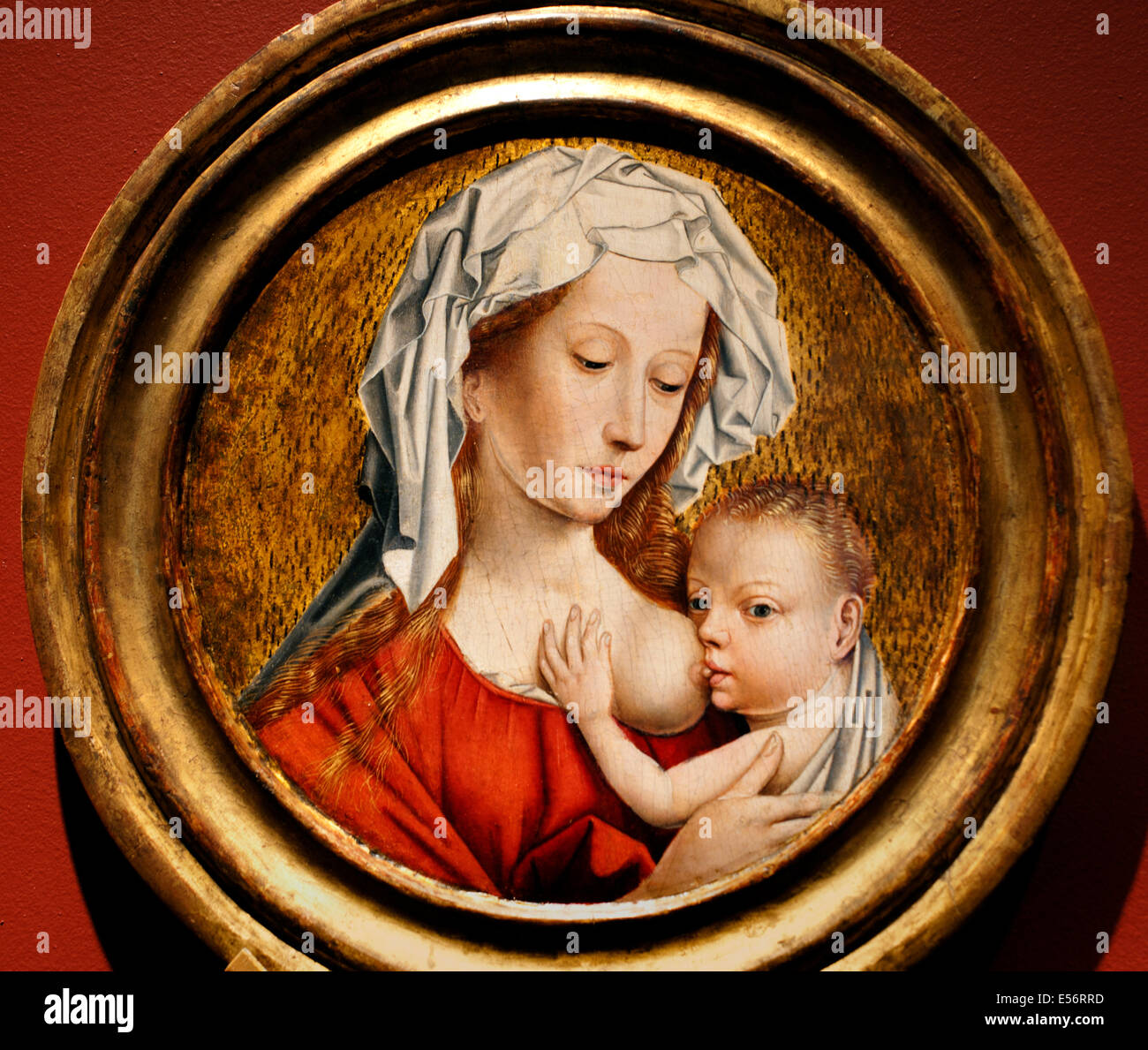 Virgin with child Master - Maitre au Brocart D`Or 15th Century France French Stock Photo